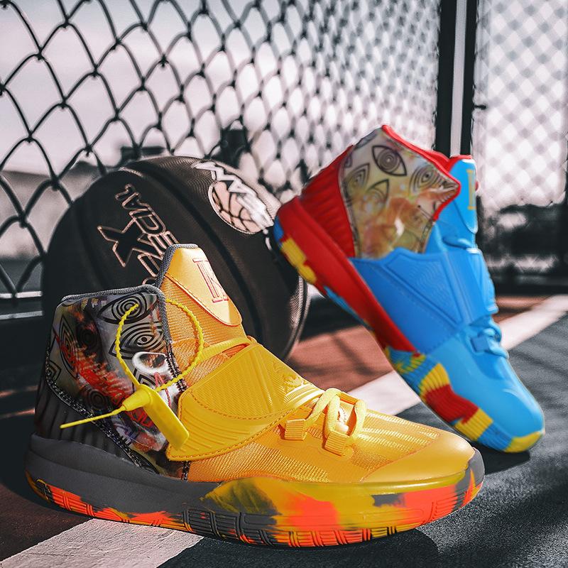 

2025 летняя новая спортивная обувь дышащая сетчатая баскетбольная обувь белые амортизирующие высокие ботинки студенческая игровая обувь 39