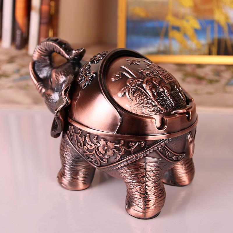 European retro elephant ashtray creative personality trend spherical metal cover multi-functional office home living room
