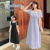 Simple Fake Two-piece Lazy Waist Dress Summer New Fat Mm Pullover Commuter Medium and Long Dress 252559