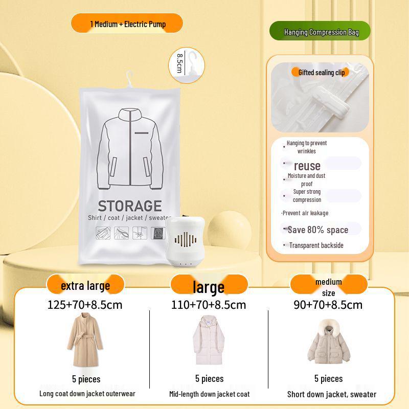 

Hanging Vacuum Compression Bag for Down Jackets and Quilts - Thickened Home Storage Organizer Without pump [Bags only]