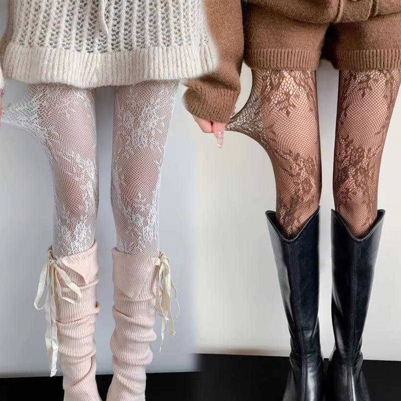 Nuovi Collant Donna Sexy Pizzo Floreale Coscia Alta Calze Collant Lingerie Calzetteria Rete Rete Calze Collant Donna