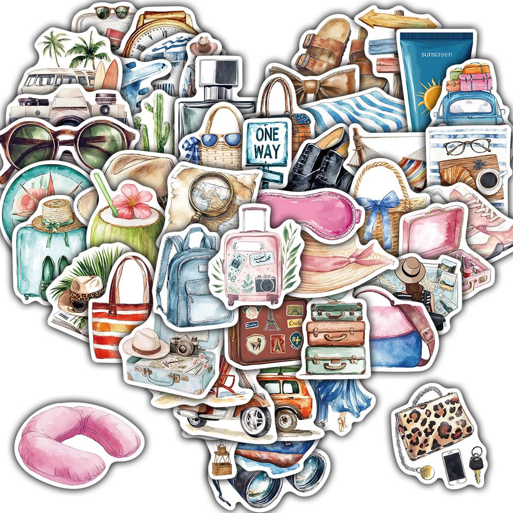 50PCS Camping Collage Stickers Decorative Laptop Case Skateboard Phone Waterproof Living Room Skateboard Art Coffee Sticker