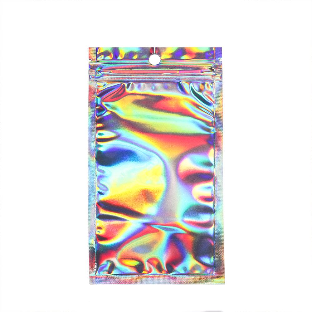 50pcs Self-Sealing Laser Small Plastic Bags for Jewelry Pouch with Clear Display Window Jewelry Packaging Gift Storage Bag