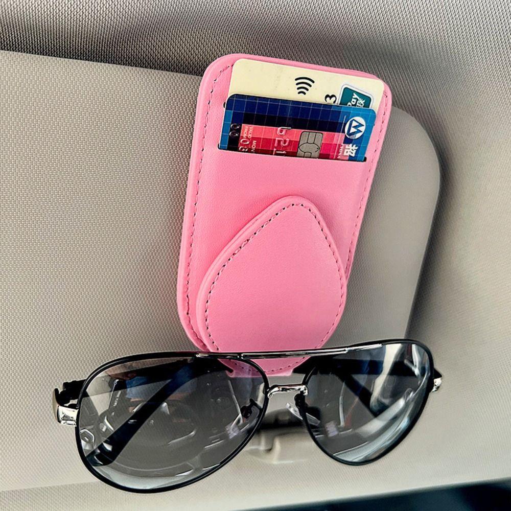 

Auto Interior Accessories Car Visor Leather Eyeglasses Hanger Ticket Card Clip Car Sunglass Holder