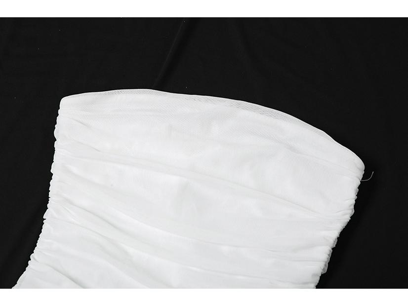 2024 European & American Style Women's One-Shoulder Slim Fit Sleeveless Pleated Top - Solid Color