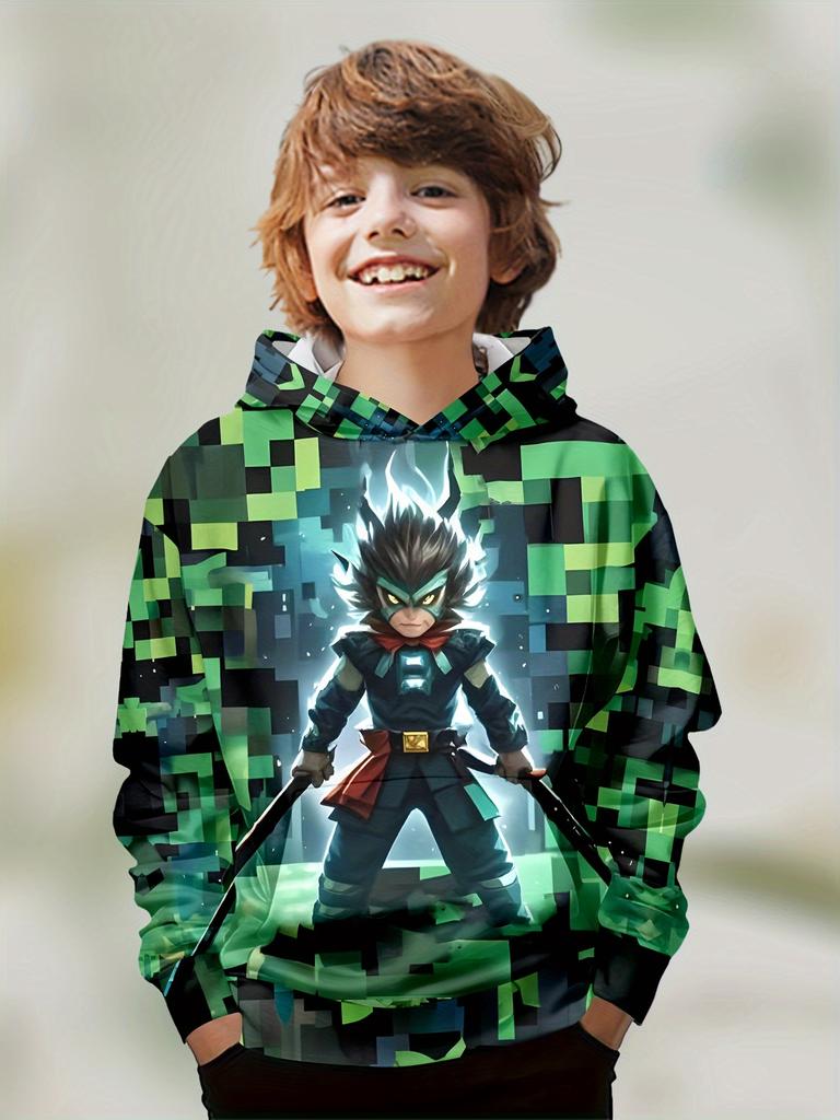 Boys' 3D Christmas Graphic Hoodie Long Sleeve Tops Casual Polyester Hoody Fall Spring Outerwear Sweatshirt Children's Clothing