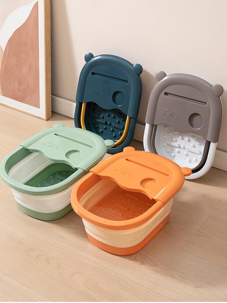1 Piece Foldable Massage Foot Basin For Adults, Home And Dormitory Use Simple Design With Cover, Deep Soaking Foot Bath