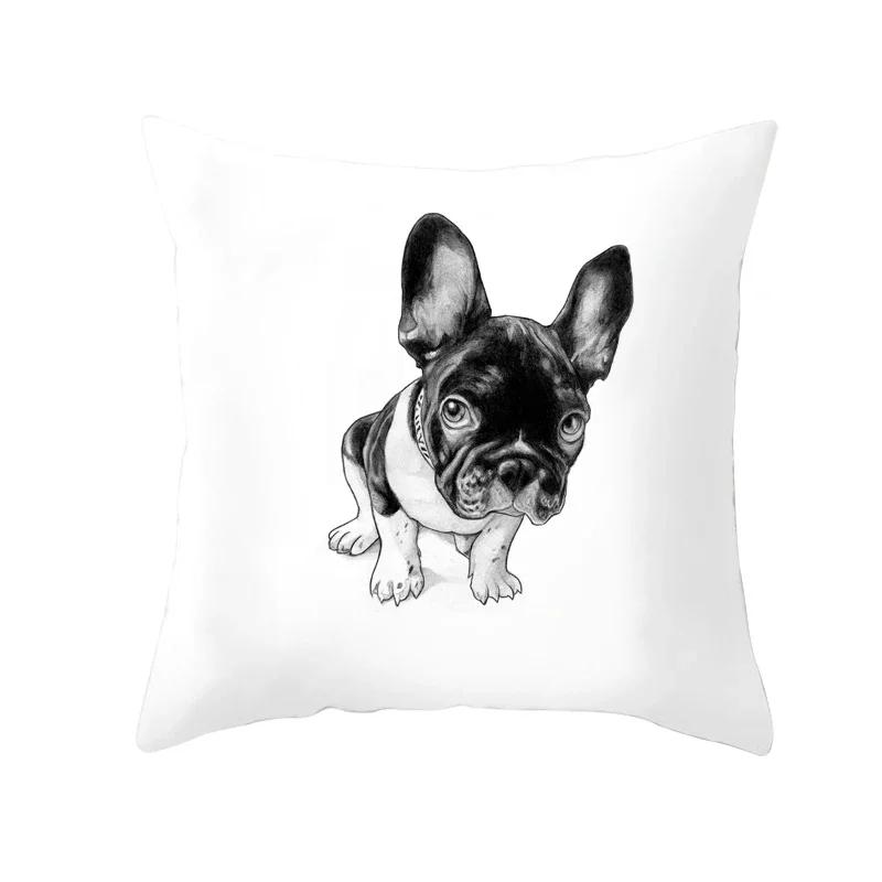 French Bulldog Dog Print Pattern Cushion Cover Home Living Room Sofa Bedroom Decoration Throw Pillow