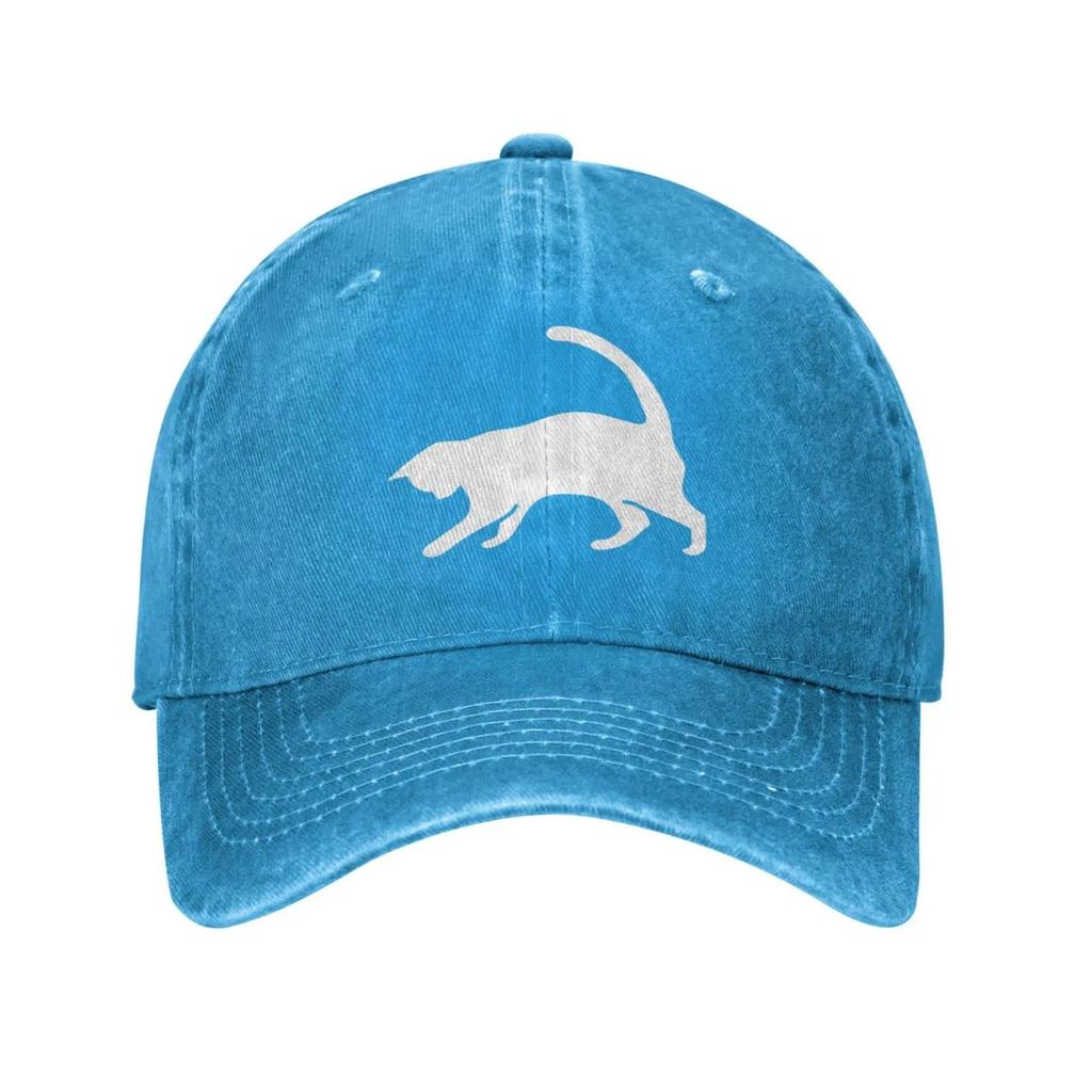 White Cat Kitten Vintage Adjustable Washed Denim Cotton Low Profile Mens Dad Trucker Hat Fitted Baseball Ball Cap for Men Unisex