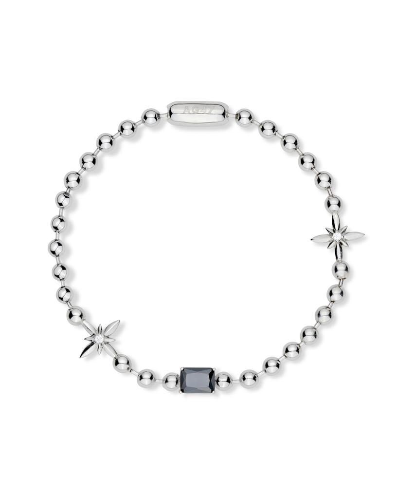 Ag47 I Need. Bracelet-02 Black Stone Flower Ball Chains