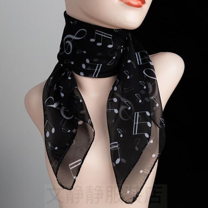 Модный шелковый шарф с принтом музыкальных нот, квадратный шарф, темпераментный, весенне-осенний треугольный шарф двойного назначения для женщин 1 разноцветный