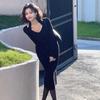 Design Senses Hanging Neck Slim Knitted Sweater Dress for Women Spring and Autumn 2023 New Waist Opening Long Dress Female Tops