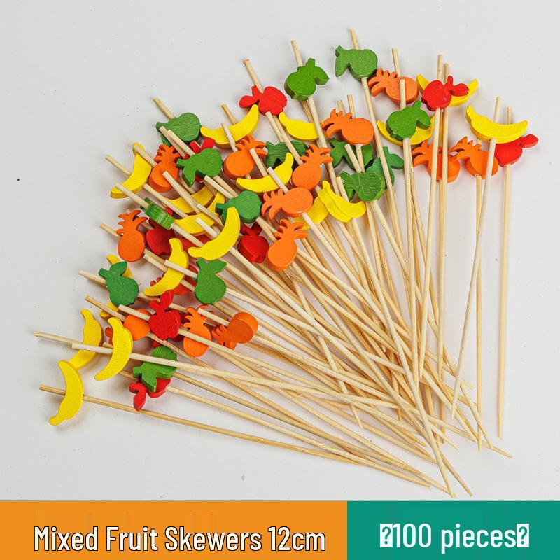 Colorful Bamboo Fruit Forks & Cocktail Skewers - Decorative & Disposable for Baking & Events