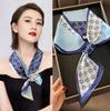Silk Scarf Spring and Autumn Lazy Fashion Simulation Silk Variety Printing Headband Long Strip Fashion Foreign Style Versatile Narrow Scarf