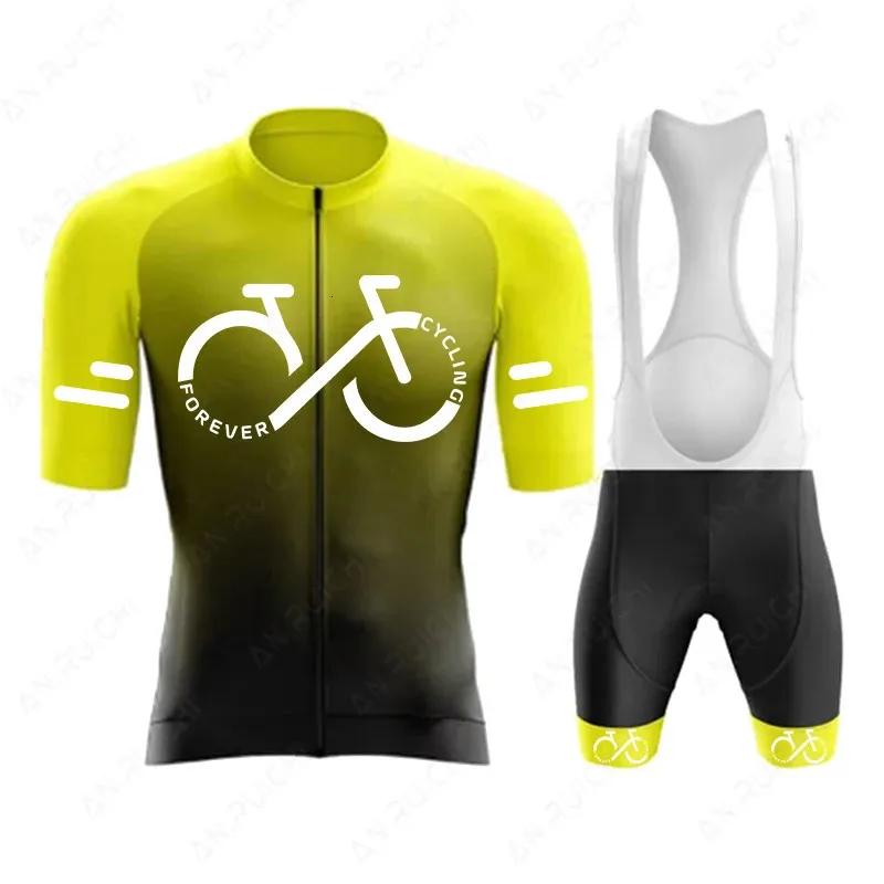 

Cycling Jersey Set Summer Ropa Ciclismo Mens Bicycle Cycling Clothing Gradient Color Mountain Bike Jersey Sportswear Suit S бежевый