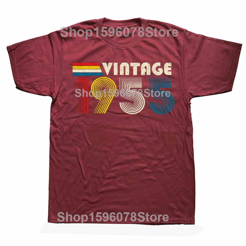 Funny Vintage 1955 70th T Shirts Cotton Short Sleeve Birthday Gifts Mens Clothing Fashion Casual Loose Oversized T Shirt