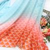 1M Gradient Color Chiffon Fabric Fish Scale Printed Tulle Fabric for DIY Chinese Ancient Style Hanfu Dress Stage Costume Decor