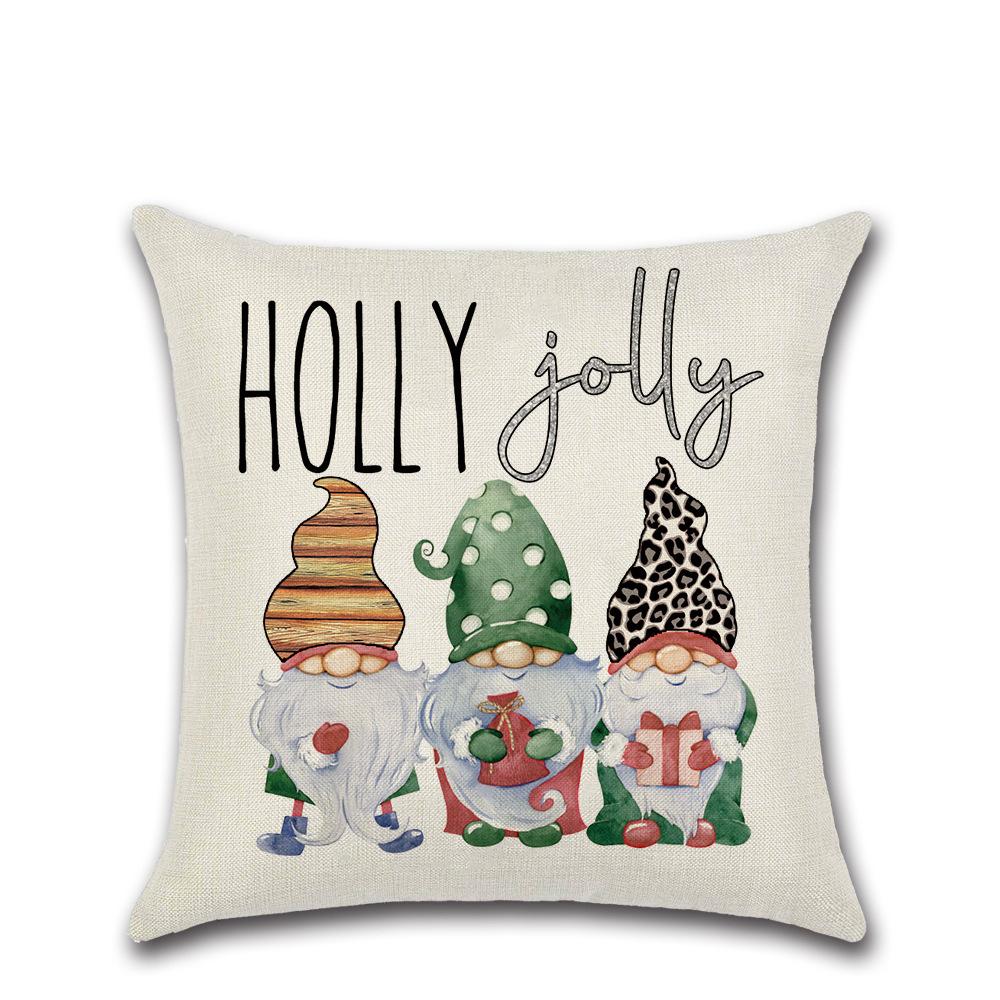 New Christmas Printed Linen Cushion Cover Elk Santa Claus Home Sofa Decorative Cushion Cover