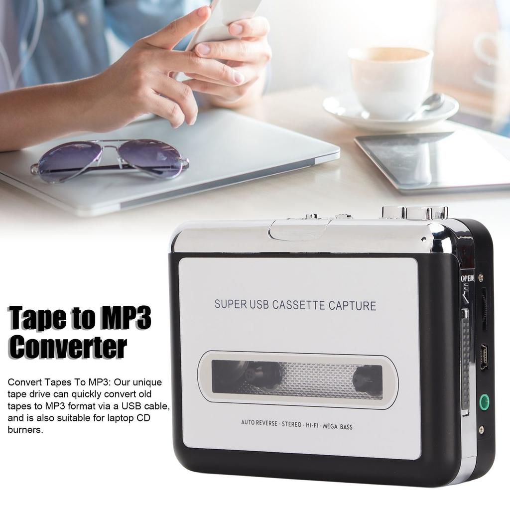 Tape to MP3 Converter Stereo 3.5mm Portable USB Cassette Player with Earphone for Laptop PC  Cassette Player