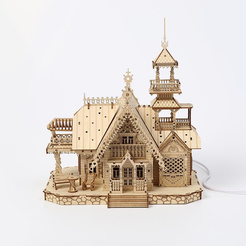 New 3D Wooden Jigsaw Puzzle for Children: DIY Creative Retro Villa