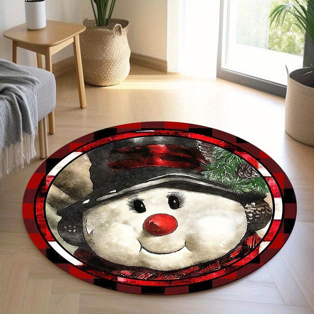 1 Piece Christmas Round Rug Suitable For Living Room Bedroom And Kitchen Home Decoration Room Decoration Gift For Friends And Family