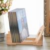 Organizator Discuri Vinil Stand de Afișare din Bambus Pentru 50+ Albume Muzicale LP Afișează LP-uri | Afișează Discuri Vinil Stand Portabil pentru Discuri