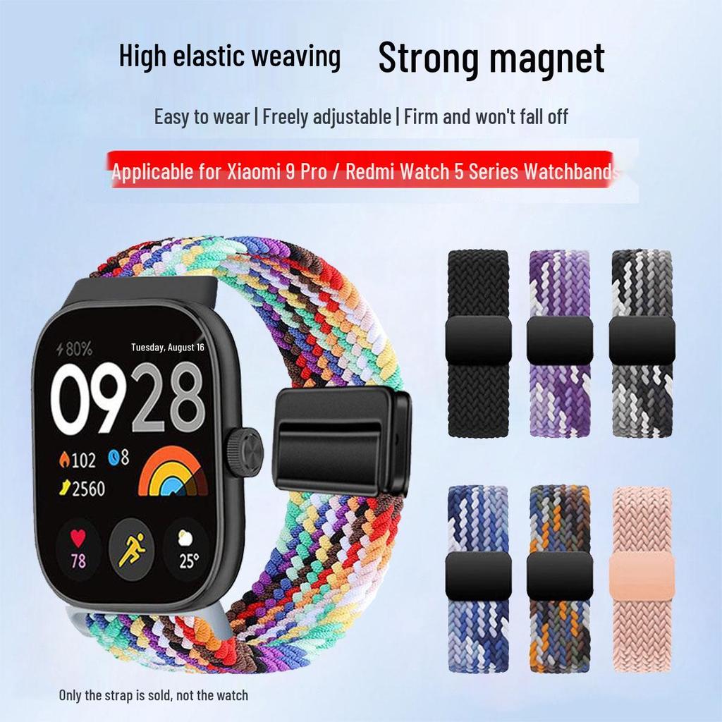 Compatible with Xiaomi Band 8/9 Pro and Redmi Watch 4/5/6: Magnetic Buckle Woven Strap