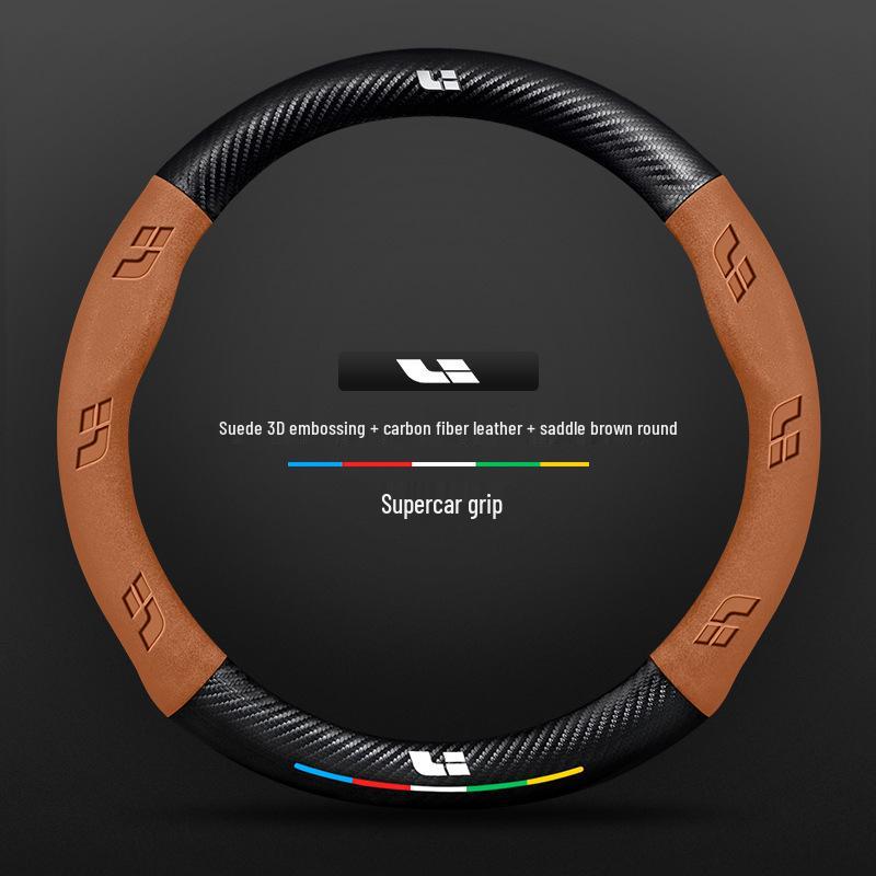 Ideal Steering Wheel Cover – Genuine Leather & Suede, Carbon Fiber, Four Seasons Compatible (Models: ONE L9, L8, L7, L6 MEGA)
