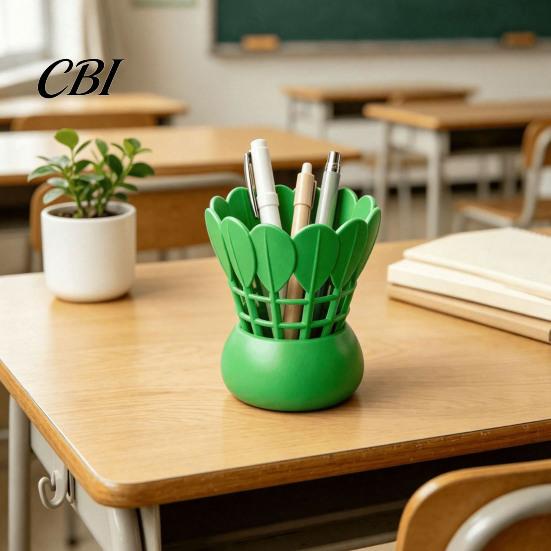 Pen Cup for Desk Badminton Shape Holder, Large Capacity Creative Storage Cup, Study Table Accessories 3D Printed Organizer Home And Office Supplies