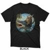 Epic Viking Cat Surfing Shark Quirky Cat Ocean Adventure Art T-Shirt
