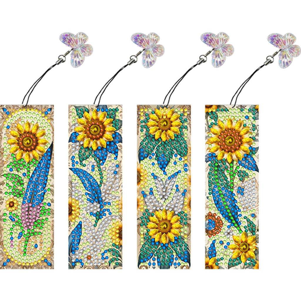 4Pcs Special Shape American Eagle Diamond Painting Bookmark 5D DIY Diamond Painting Bookmark Diamond Art Bookmark with Pendant