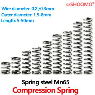 Cylindrical Helical Coil  Backspring Compressed Shock Absorbing Pressure Return Small Compression Spring 65Mn Steel WD 0.2