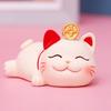 Cute Expression Multi Postures Lucky Cat Figure with Golden Bell Chinese Lucky Wealth Waving Cat Statue Ornament Home Decor