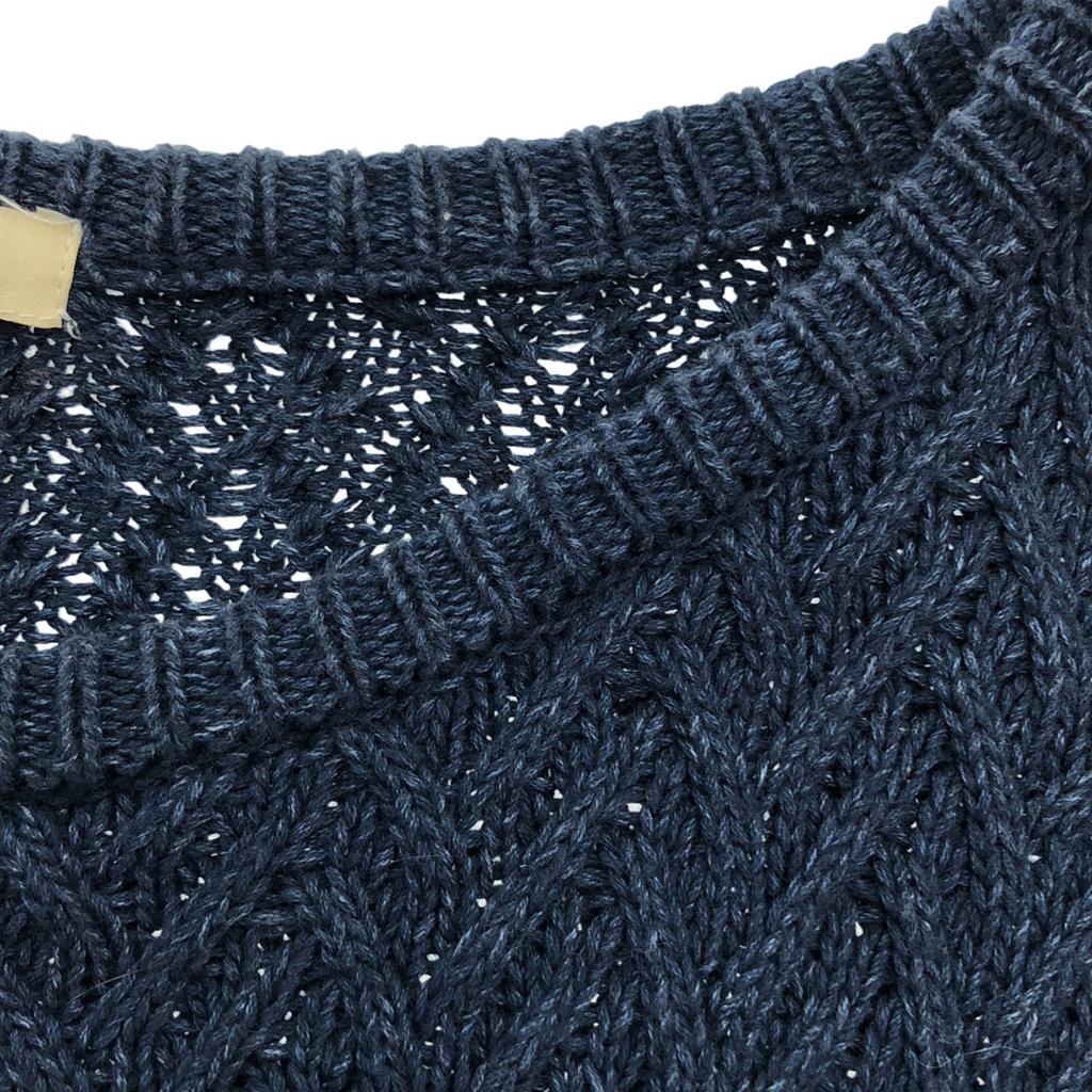 M2SQUARED Border Pattern Long sleeve knit L Navy system sweater Women Used