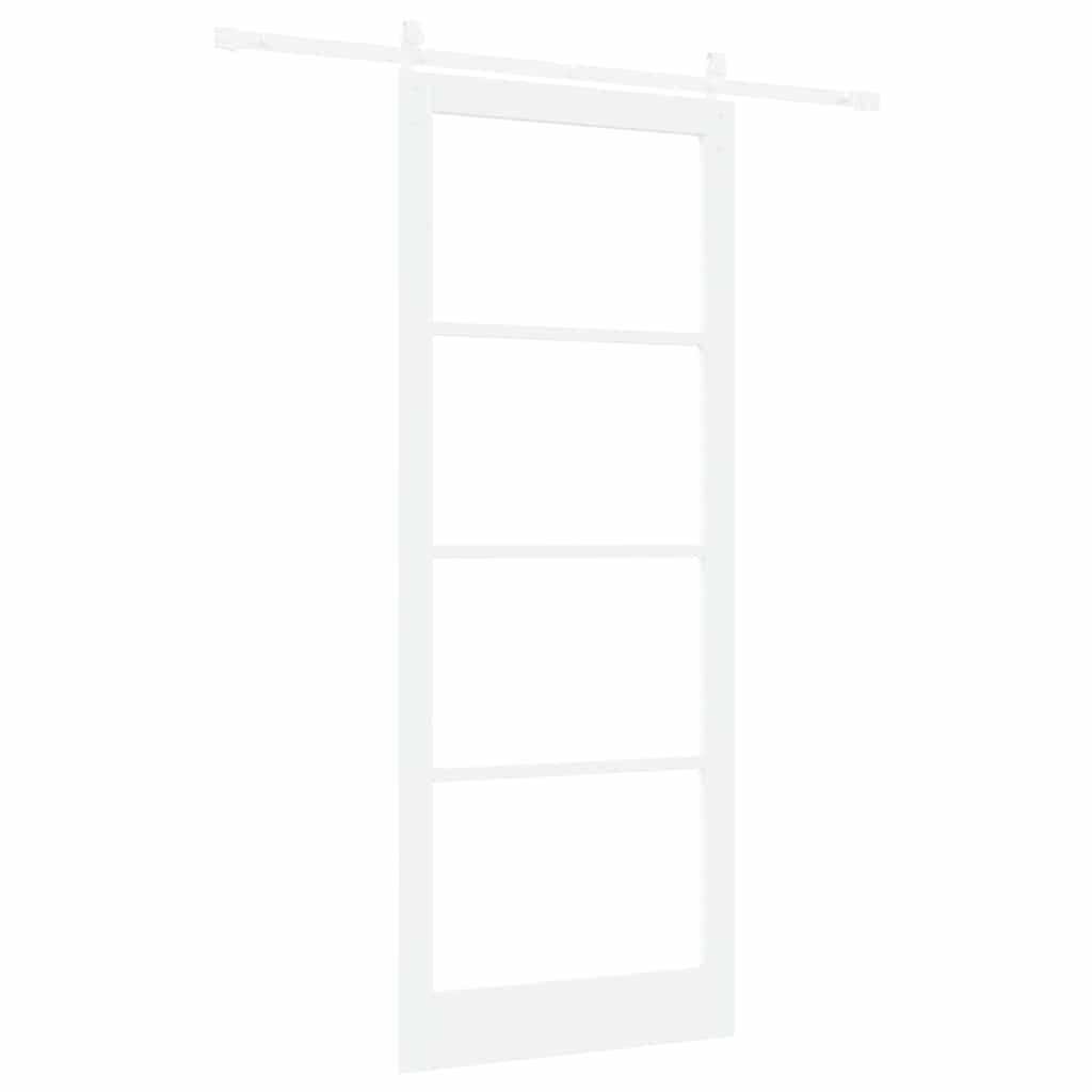 ORKDAL Sliding Door White 93 X 232 Cm Solid Pine Wood and Glass