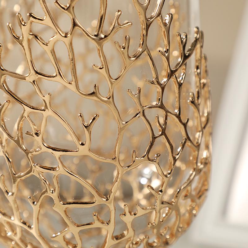 Metal & Glass Vase for Dry Flowers: Creative Light Luxury Decor for Living or Dining Room