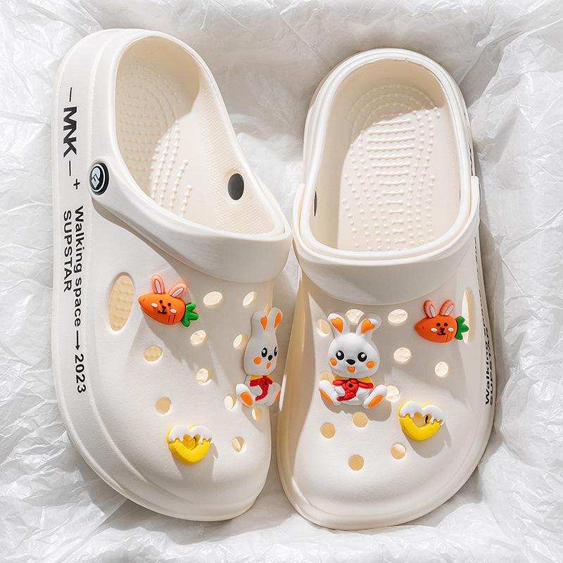 DIY cartoon gaten schoenen dames zomerkleding coole slippers studenten dikke zool antislip EVA sandalen