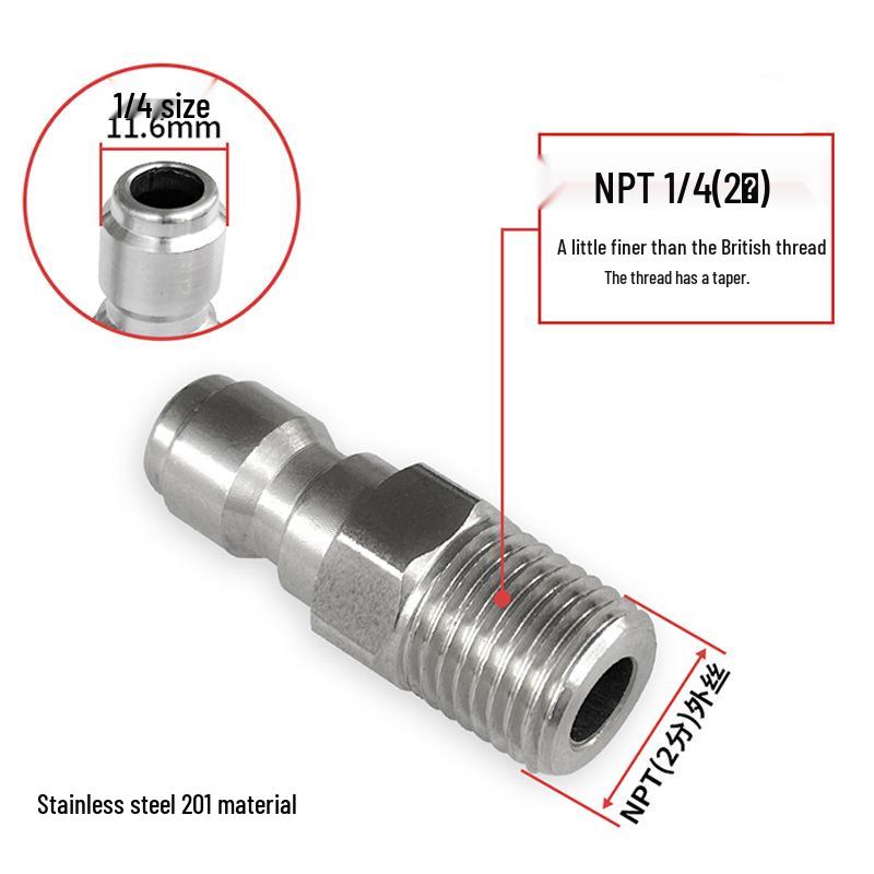 Stainless Steel Quick Connect Kit: NPT3/8 High-Pressure Washer Adapter with Male/Female Threads