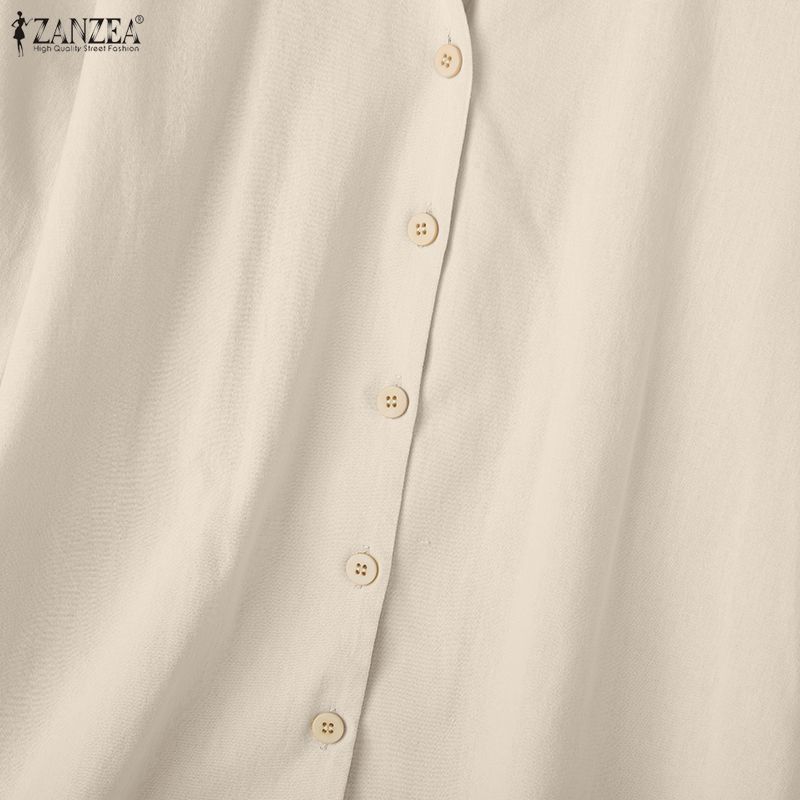 ZANZEA Women Casual V-Neck Solid Color Loose Half Sleeve Blouse