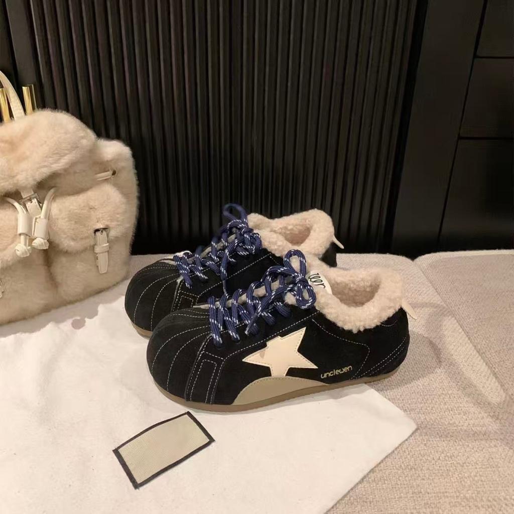 Winter Women's Sneakers Fleece-lined Flats Women Shoes Plush Leisure Shoes Stylish Non-slip Female Shoes