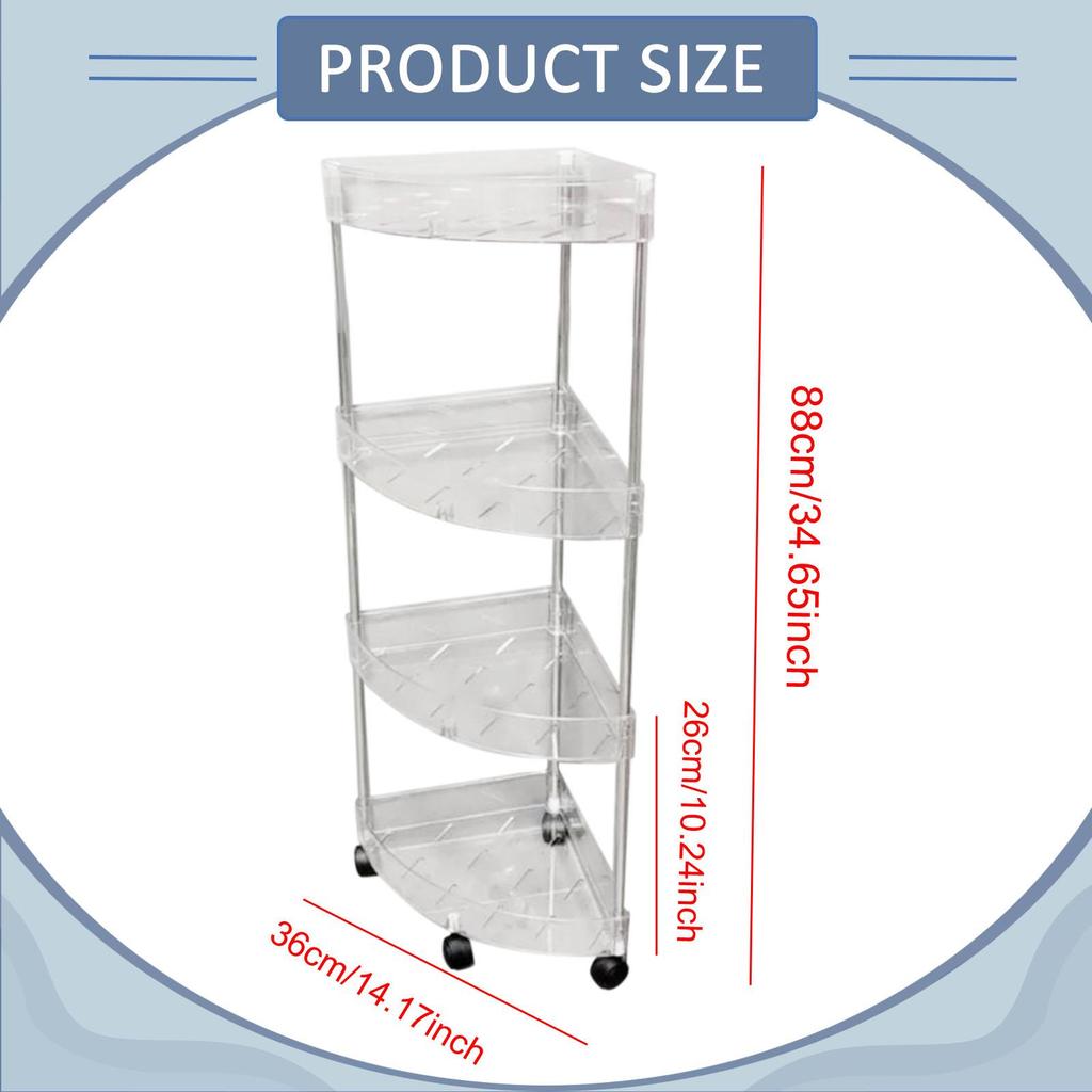 Bathroom Standing Shelf Ventilated Space Saving Corner Shelf Stand Kitchen Shelf Organizer, Standing Shower Cart for Dorm