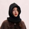 Curled Balaclava wool hat women's warm thickened hat scarf integrated pullover cycling windproof hat