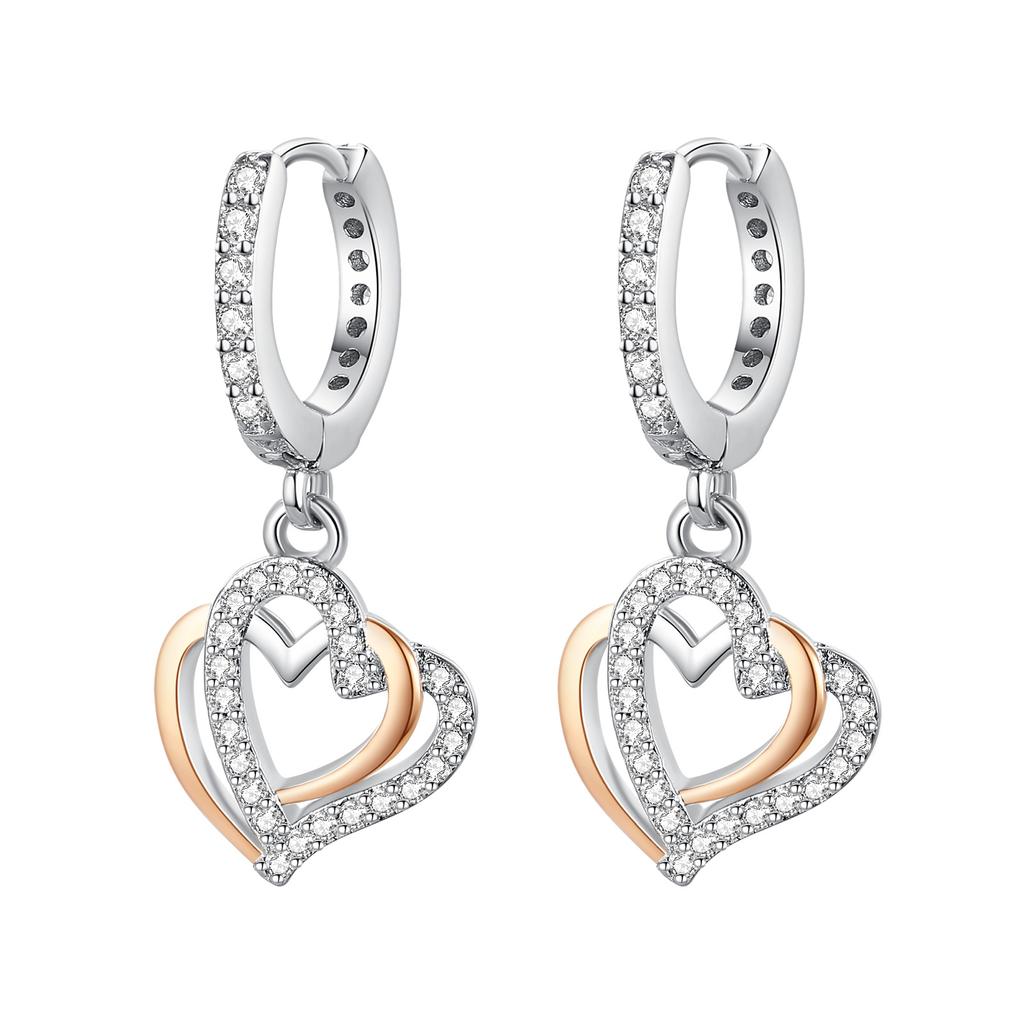 925 Sterling Silver Sweet Lovely Love Heart Series Jewelry Fashion Zircon Circle Hoop Earrings for Women Jewelry Gift Accessory
