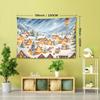 1pc Christmas Village Tapestry, 126x71inch, Festive Holiday Wall Hanging, Polyester Soft and Flat Fabric, No Power Needed, Woven, Textured, Natural St