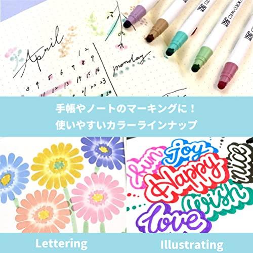 Kuretake Water-based Pen ZIG Clean Color Dot Single Mild Smoky Set TCSD-6100/6VB