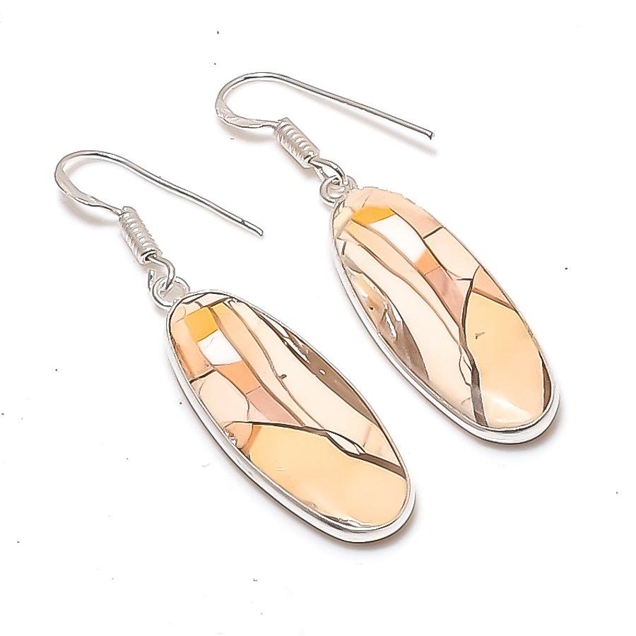 Natural Brecciated Mookaite 925 Sterling Silver Jewelry Earring 1.89 AE-12257