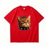 Summer 15 Colors Funny Punk Cat Print Women's T-Shirts Fashion Street Short-Sleeve Outdoor Casual Tops for Men's and Women's Tees Top