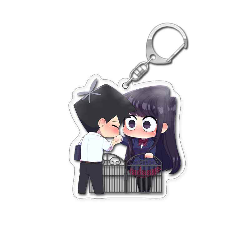 Anime Keychain Komi San Wa Komyushou Desu Women's Komi Shoko Keyring Men's Acrylic Accessories Cute Kawaii Couple Pendant Gift