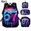1/2/3/4/5PCS Numbered 6&7 Pattern Backpack Set | The Perfect Choice for School & Travel