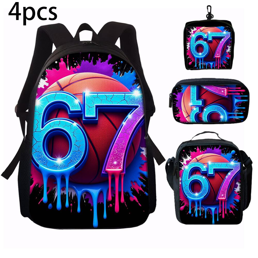 1/2/3/4/5PCS Numbered 6&7 Pattern Backpack Set | The Perfect Choice for School & Travel
